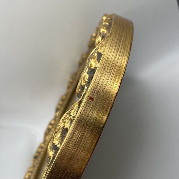 Vintage 50s Oval Gold Gilt Picture Frame Floral Mid Century Baroque Ornate - Picture 6 of 8